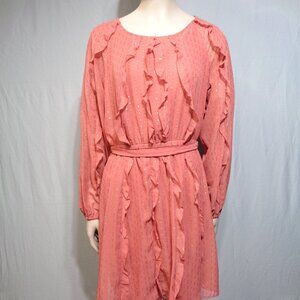 Lauren Conrad peach ruffled mid dress in size small